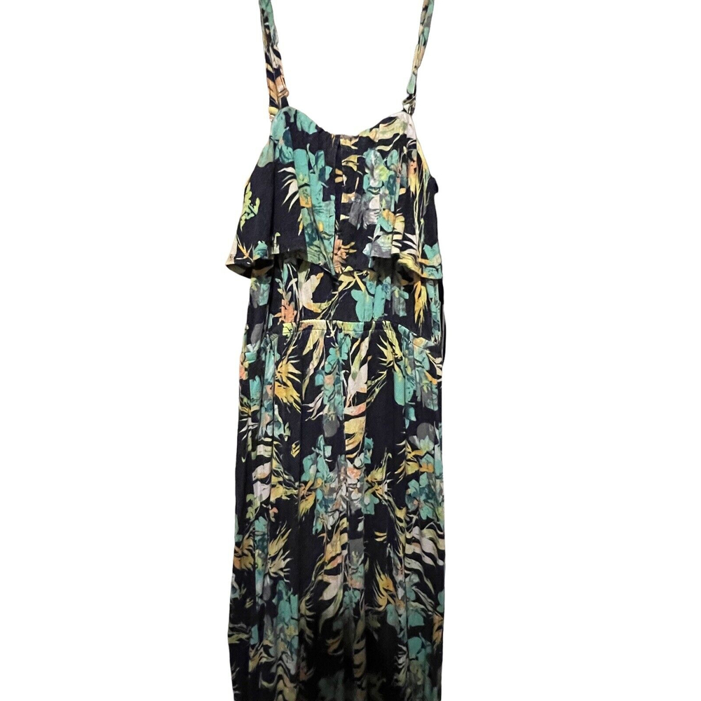 MUDD Floral Palms blue green Maxi Dress Adjustable Straps Strapless Size Small